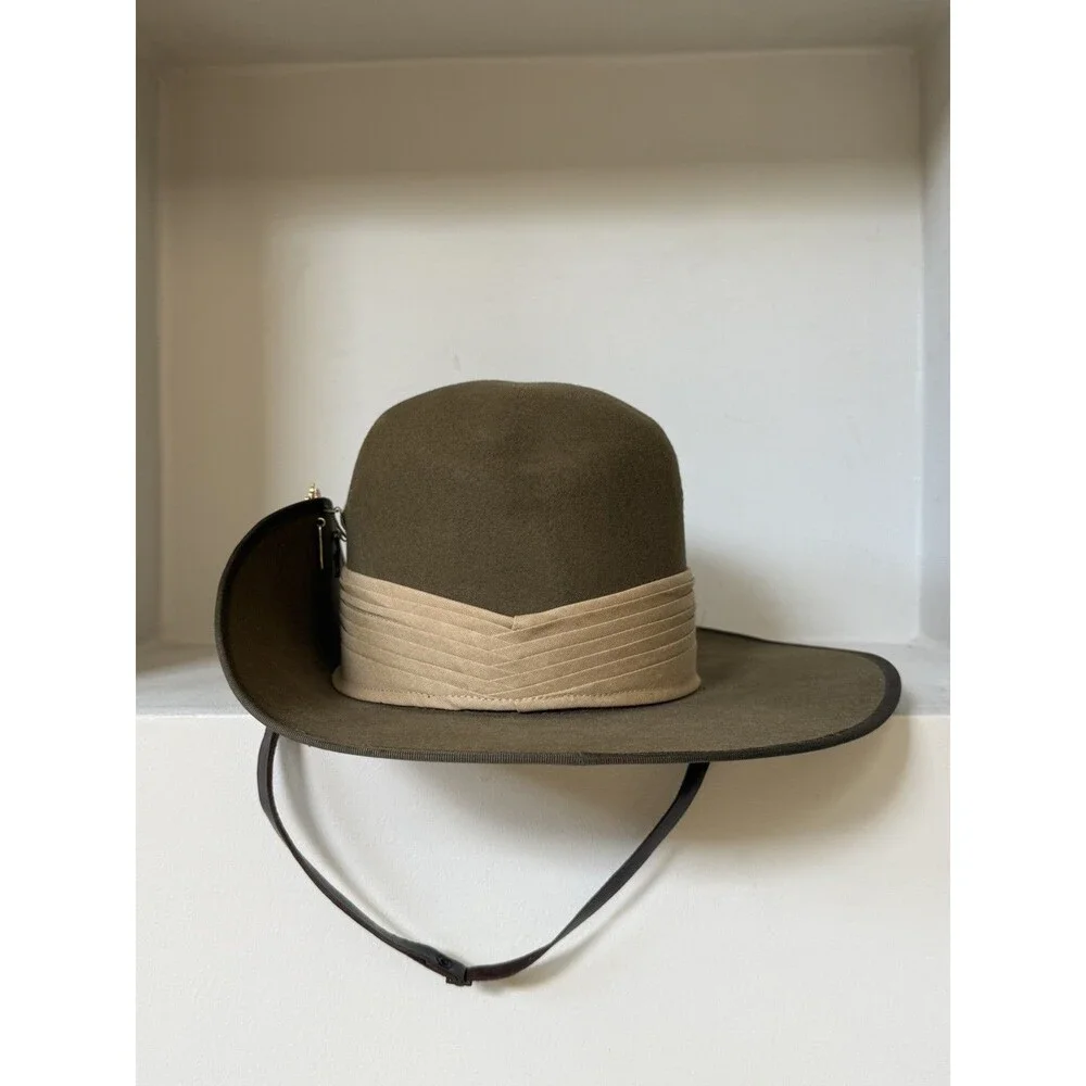 Akubra Aussie Slouch Hat 1601 Sz. 7 Superfine Pure Fur Australian Military Khaki